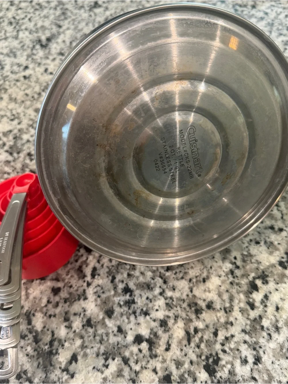 Black Stainless Steel Whistling Tea Kettle + Red Measuring Cups & Spoons Bundle